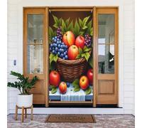 Housses de porte - Printemps été dessin animé panier de fruits imprimé No.26 bannières de porte pour avant, panneau d'hiver et d'automne à suspendre pour extérieur et intérieur, fournitures de