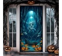 Housses de porte sur le thème d'Halloween sirène hantée et naufrage 91,4 x | Sirène fantôme, bannière de porte d'entrée, naufrage englouti, jack-o-lanternes, fantaisie sombre, mystère sous-marin