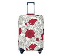 Housses de protection élastiques pour bagages de voyage avec feuilles et fleurs d'anémone, rouge et gris, 45,7 à 81,6 cm, noir, S