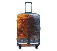 Housses de protection élastiques pour bagages de voyage avec motif arbre à deux saisons pour bagages de 45 à 81 cm, noir, S