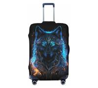 Housses de protection élastiques pour bagages de voyage, bleu clair avec loup de 45 à 81 cm, noir, M