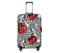 Housses de protection élastiques pour bagages de voyage de 45,7 à 81,6 cm, motif chevalier pivoine rouge, Noir , Medium