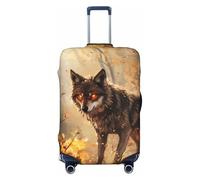 Housses de protection élastiques pour bagages de voyage, motif forêt d'érable, loup d'automne, pour bagages de 45,7 à 81,6 cm, noir, M