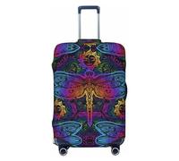 Housses de protection élastiques pour bagages de voyage Motif libellule Mandala indien 45,7 à 81,3 cm, noir, S