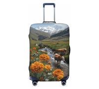 Housses de protection élastiques pour bagages de voyage, motif vaches de montagne, pour bagages de 45,7 à 81,6 cm, noir, L