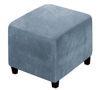 Housses de protection extensible en velours pour ottomane de rangement et repose-pieds, gris, bleu, 38,1 x 48,2 x 48,2 cm - Taille S et XL