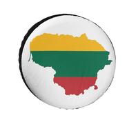 Housses De Protection pour Roue De Secours Personnalisées avec Impression De La Carte Et du Drapeau De La Lituanie Imperméables Universelles pour Camping-Car SUV Remorque 15 Pouces