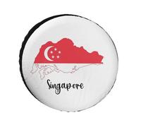 Housses De Roue De Secours Fantaisie Motif Drapeau De Singapour Universelles pour Voiture Remorque Caravane SUV Camion 17 Pouces