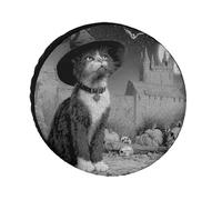 Housses de Roue de Secours imperméables Witch Cat Moonlight, compatibles avec Tous Les Camping-Cars, SUV, camions et remorques. Accessoires pour pneus de Secours et Autres véhicules de Loisirs.