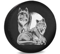 Housses De Roue Famille Wolf Housse Pneu Universelle Imperméables Couvre-Roues Secours pour Auto Véhicule Remorque,60-69cm