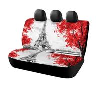 Housses de siège arrière de voiture Tour Eiffel Paris - Ajustement universel - Motif arbre rouge - Accessoires d'intérieur automobiles pour animaux domestiques et enfants - Utilisation quotidienne