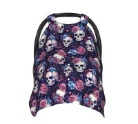 Housses de siège auto pour bébé avec imprimé crâne rose bleu rose bleu housse d'allaitement housse d'allaitement housse de poussette, auvent multi-usage pour siège auto pour bébé, garçons et filles