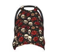 Housses de siège auto pour bébé avec imprimé crâne rose rouge, housse d'allaitement, housse d'allaitement, housses de poussette, auvent multi-usage pour siège auto pour bébé, garçons et filles