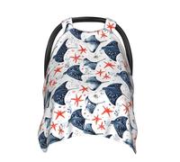 Housses de siège auto pour bébé avec imprimé raie manta bleue, motif étoile de mer, housse d'allaitement, housse d'allaitement, housse de poussette, auvent multi-usage pour siège auto pour bébé