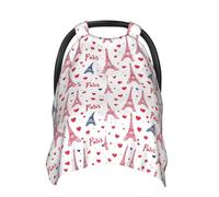 Housses de siège auto pour bébé imprimé Paris Eiffel rose, housse d'allaitement respirante, housse d'allaitement, housses de poussette, auvent multi-usage pour siège auto pour bébé, garçons et filles