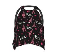 Housses de siège auto pour bébé motif Paris Eiffel - Respirantes - Couverture d'allaitement - Housses de poussette, multi-usages - Pour bébé garçon et fille - Essentiels pour nouveau-né