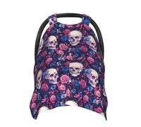 Housses de siège auto pour bébé rose et bleu avec imprimé crâne rose et bleu, housse d'allaitement respirante, housses de poussette, auvent multi-usage pour siège auto pour bébé, garçons et filles