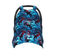 Housses de siège auto pour bébé rouge et bleu avec motif requin marteau, housse d'allaitement respirante, housse d'allaitement, housses de poussette, auvent de siège auto multi-usage pour bébé