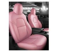 Housses de siège auto Pour Tesla Pour Model 3 Y Housse De Siège Auto Accessoires Couverture Intégrale À 360 Degrés Cuir Véritable Perforé Protection Siege Voiture(Pink)