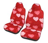 Housses de siège auto universelles à motif cœur rouge et rose pour la Saint-Valentin, lot de 2 pièces - Protections de siège avant extensibles pour voitures, camions et SUV, coupe baquet, respirante