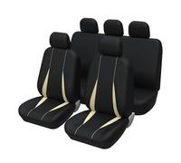 Housses De Siège De Voiture 5 Places Ensemble Complet Solide pour Banquette Arrière Universelles pour Camion/SUV pour Nissan pour Pulsar Housse siège Voiture(Beige Full Set)
