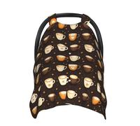 Housses de siège de voiture classiques à imprimé café cappuccino pour bébé, housse d'allaitement, housse d'allaitement, housses de poussette, auvent multi-usage pour siège auto pour bébé, garçons et