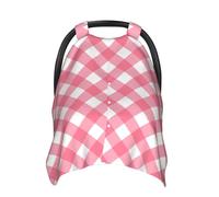 Housses de siège de voiture pour bébé à imprimé vichy rose, housse d'allaitement, housse d'allaitement, housses de poussette, auvent multi-usage pour siège auto pour bébé, garçons et filles
