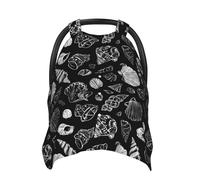 Housses de siège de voiture pour bébé avec imprimé de coquillages esquisses noires, housse d'allaitement, housse d'allaitement, housses de poussette, auvent multi-usage pour siège auto pour bébé