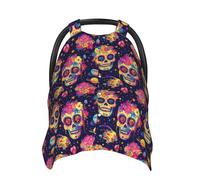 Housses de siège de voiture pour bébé avec imprimé tête de mort et fleur rose B - Respirante - Couverture d'allaitement - Housses de poussette, multi-usages - Pour bébé garçon et fille - Essentiels