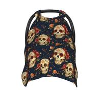 Housses de siège de voiture pour bébé avec imprimé tête de mort floral rose, housse d'allaitement, housse d'allaitement, housses de poussette, auvent multi-usage pour siège auto pour bébé, garçons et