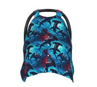 Housses de siège de voiture pour bébé bleu et rouge avec motif requins marteaux, housse d'allaitement respirante, housse d'allaitement, housses de poussette, auvent de siège auto multi-usage pour bébé