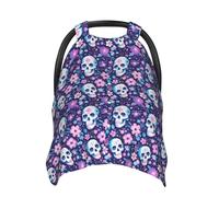 Housses de siège de voiture pour bébé motif tête de mort rose violet imprimé fleurs respirantes housse d'allaitement housses de poussette, auvent multi-usage pour siège auto pour bébé, garçons et