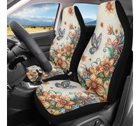 Housses De Siège Hippies Fleurs en Fleurs Papillon Lavable Vehicle Seat Cover Accessoires Housse De Sieges Auto pour SUV Homme Et Femme 52X138 Cm