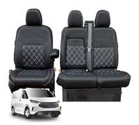 Housses de siège pour Ford Transit Custom à partir de 2024 | Conducteur et passager double avec plateau rabattable | Similicuir pour Ford Transit Custom