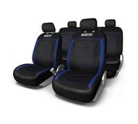 JEU DE HOUSSES COMPLET PREMIUM SPARCO NOIR LISERE BLEU PVC+POLYEST