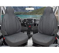 Housses de siège sur mesure pour conducteur et passager compatibles avec camping-car, Pössl Weinsberg Knaus Adria Dethleffs Carthago Bürstner Eura Mobil Pilote Laika Kabe Chausson Hobby PL409 (gris)