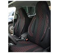 Housses de siège sur Mesure pour sièges de Voiture compatibles avec Volvo S90 Cross Country 2017 - Housses de siège FB : PL402 (Noir/Coutures Rouges)