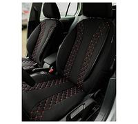 Housses de siège sur Mesure pour sièges de Voiture compatibles avec Volvo S90 Cross Country 2017 - Housses de siège FB : N302 (Noir/Coutures Rouges)