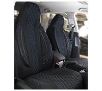 Housses de siège sur Mesure pour sièges de Voiture compatibles avec Volvo V50 S50 Type M 2004-2012 - Housses de siège conducteur et Passager FB : PL406 (Coutures Noires et Bleues).