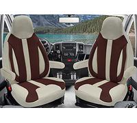 Housses de siège sur Mesure pour sièges Pilote conducteur et Passager - Compatible avec Camping-Car, Fiat Ducato, Pössl, Knaus, Adria, Carthago, Pilote Laika WPL413 - Marron/Beige
