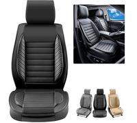 VEVOR Housses de siège de Voiture universelles pour sièges Avant, 2 pcs, Housse de siège en Simili-Cuir, Conception entièrement fermée, appuie-tête détachable, airbag, pour Voitures SUV camions, Noir