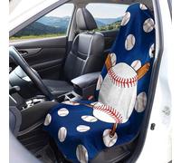 Housses de siège voiture à motif drapeau américain Protection sièges avant Taille universelle Lavables respirantes Imprimé sports balle Tissu en éponge Accessoires décoration intérieure pour voiture