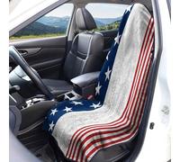 Housses de siège voiture à motif drapeau américain Protection sièges avant Taille universelle Lavables respirantes Imprimé sports balle Tissu en éponge Accessoires décoration intérieure pour voiture