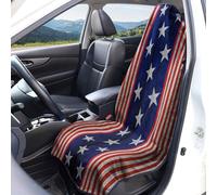 Housses de siège voiture à motif drapeau américain Protection sièges avant Taille universelle Lavables respirantes Imprimé sports balle Tissu en éponge Accessoires décoration intérieure pour voiture