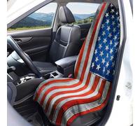 Housses de siège voiture à motif drapeau américain Protection sièges avant Taille universelle Lavables respirantes Imprimé sports balle Tissu en éponge Accessoires décoration intérieure pour voiture