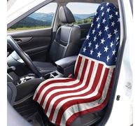 Housses de siège voiture à motif drapeau américain Protection sièges avant Taille universelle Lavables respirantes Imprimé sports balle Tissu en éponge Accessoires décoration intérieure pour voiture
