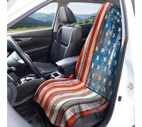 Housses de siège voiture à motif drapeau américain Protection sièges avant Taille universelle Lavables respirantes Imprimé sports balle Tissu en éponge Accessoires décoration intérieure pour voiture