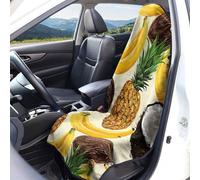 Housses de siège voiture imprimé Fruits d'été et cocotiers Protection pour sièges avant Taille universelle Lavables et respirantes Tissu éponge Accessoires de décoration intérieure pour voiture