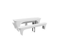 Housses de table et bancs Extensibles 3 pcs Blanc 220x50x80 cm