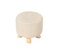 Housses de tabouret carrées en tricot extensible épais, housses de siège rondes, housse de chaise de salon, petit repose-pieds, housse de protection for pouf Pour la protection des poufs(Beige Round)